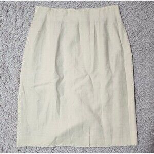 Vtg Jones New York Women's Linen Midi Pencil Skirt Size 10 Cream Cottagecore